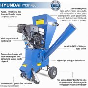Hyundai HYCH1400 102mm 4" 420cc Petrol Engine Wood Chipper Shredder and Mulcher